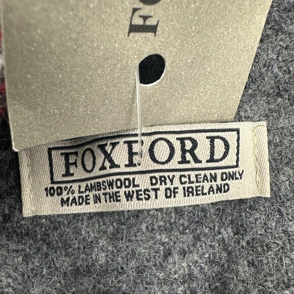 Foxford Lambswool Plaid Scarf Gray Fringe Ireland Ref Yellow Winter Accessory - Picture 2 of 8